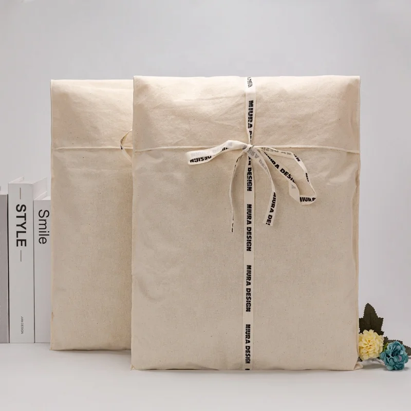 Wholesale Cotton Dust Shoe Baby Cloth Packing Envelope Dust Bag With Tie Envelope Muslin Cotton Gift Packaging Pouch