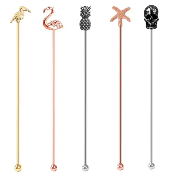 Classic Design Stainless Steel 7 inch Professional Bartender Bar Cocktail Mixing Stirrer for Wine  Milk Tea Coffee Juice