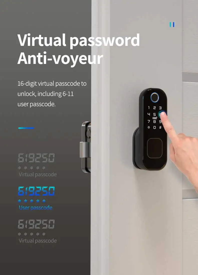 Tuya WiFi Smart Home Electronic Keyless Keypad Door Lock Fingerprint Gate Rim Latch Lock for Home