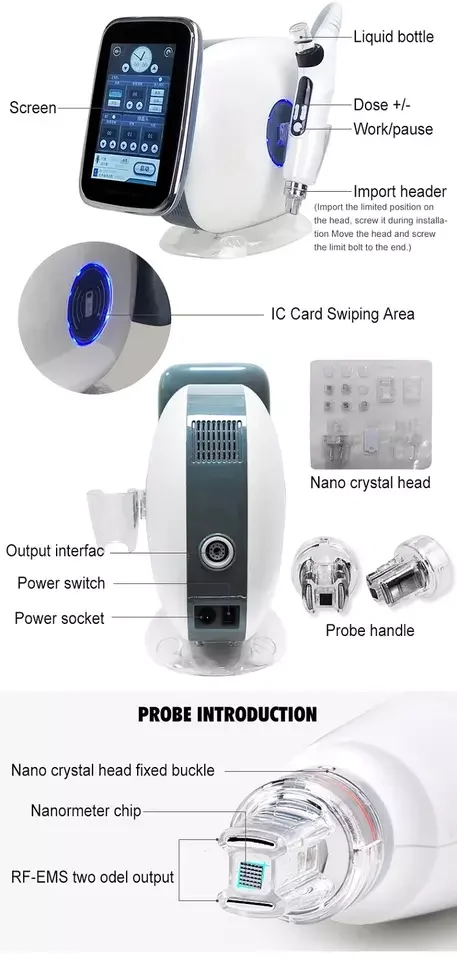 Mesotherapy Injection No Needle Painless RF+EMS Vacuum for Skin Lifting Whitening Mesoporation Meso Gun Machine