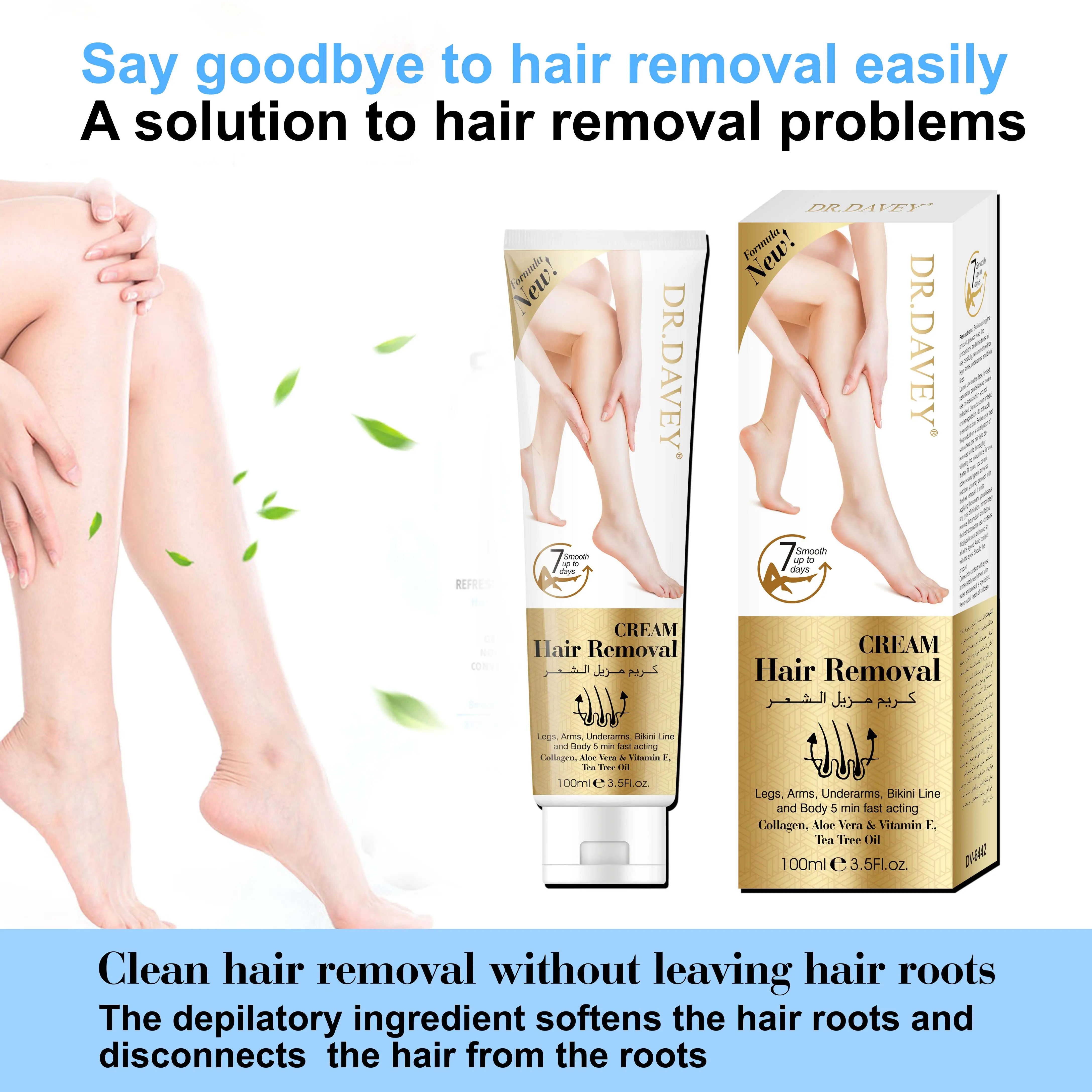 DR.DAVEY горячая распродажа безболезненная личная гигиена несколько минут удаления волос крем для мужчин и женщин Белый OEM