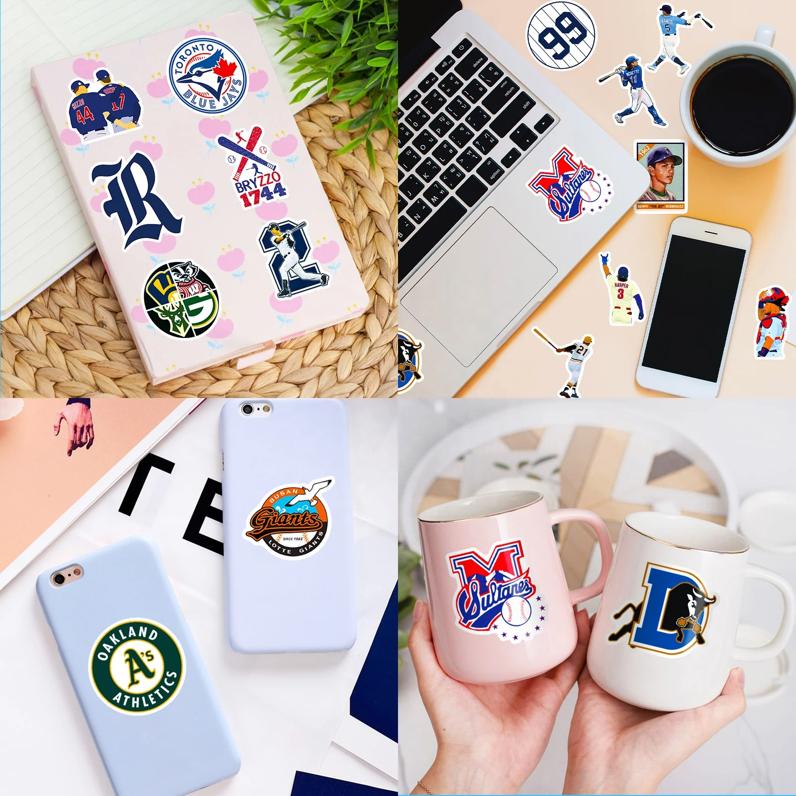 50pcs Baseball League Stickers, Cute, Waterproof for Laptops,  bottles,  Luggage, Cars,  Gift Favors & Decor, T01040499