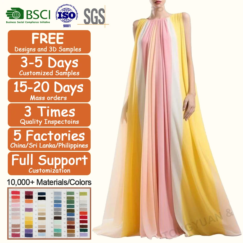 New Arrived Womens Plus Size Clothing Elegant Contrasting Color Cape Free Size Floor-Length Pleated Dress For Women