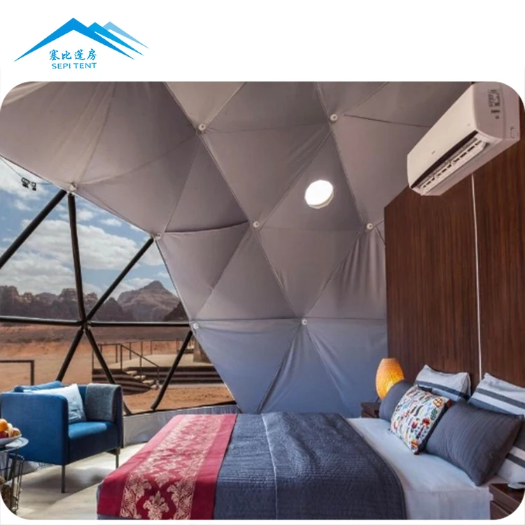 Custom White Round Soundproof Waterproof Outdoor Resort Luxury Camping Hotel Houses Hexagonal Glamping Geodesic Dome Ball Tent