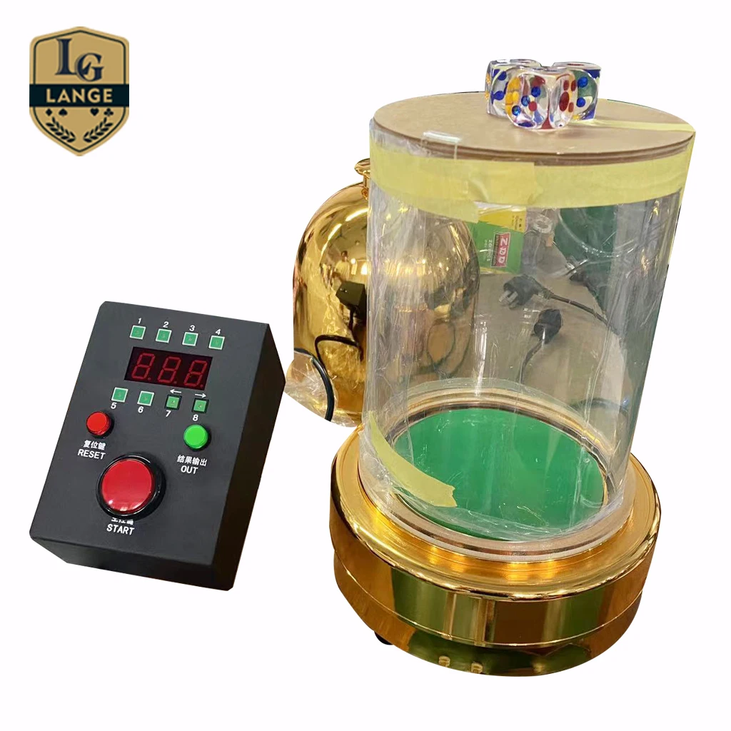 Casino Online Dice Shaker Automatic Golden Sic Bo Dice Shaker with Glass