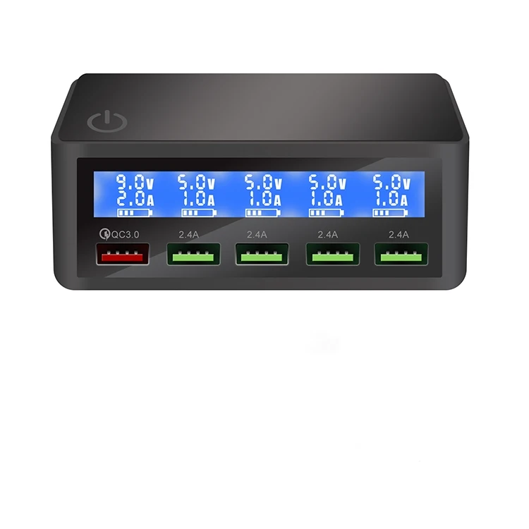 Fast USB Charger Manufacturer 50W QC 3.0 Multi USB Charger for smart phone with LCD Display USB Charger