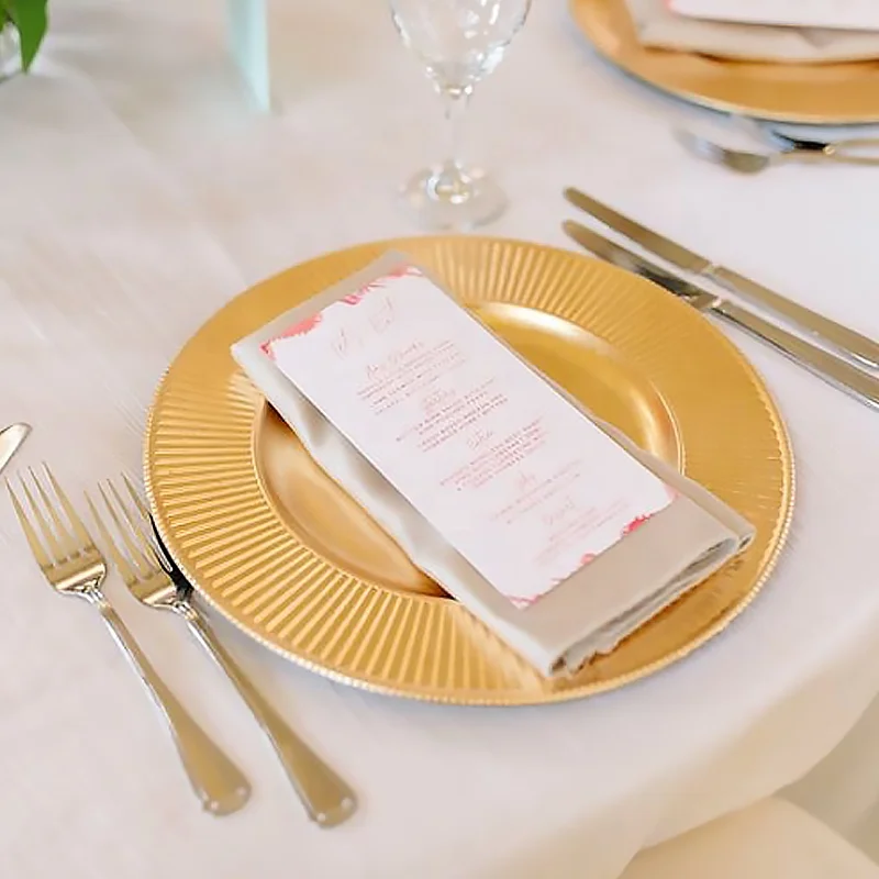 plastic table reef gold rim charger plates wedding decorative rose custom gold beaded charger plate chargers for dinner plates