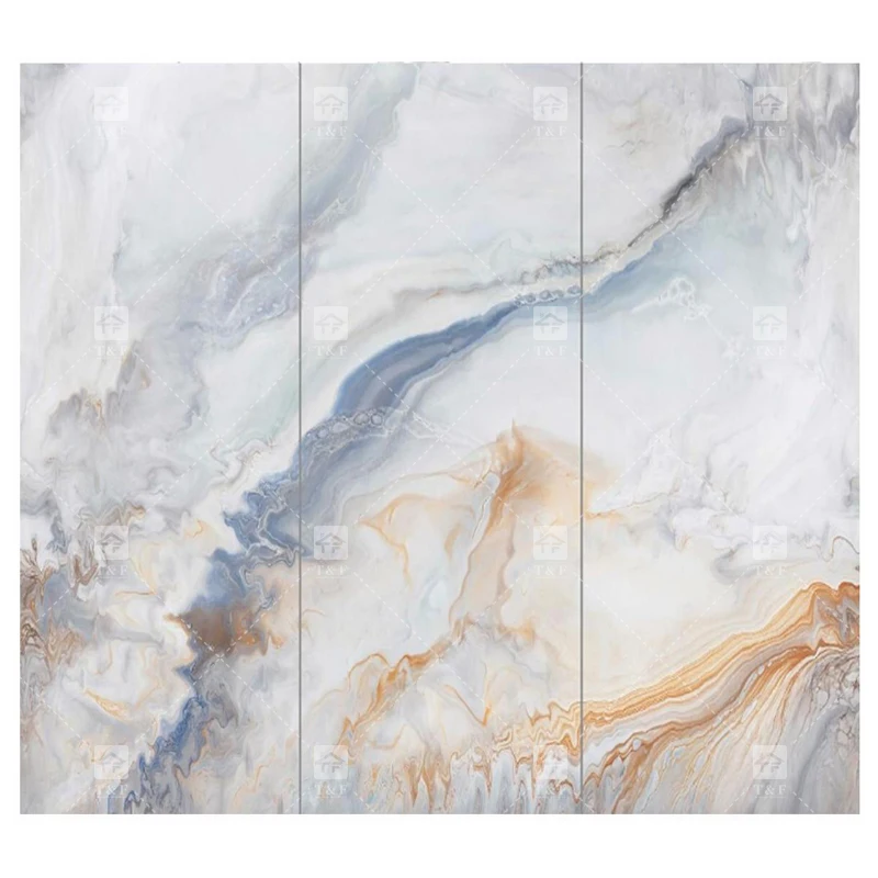 Large Format Marble Sintered Stone 1200x2400x9mm Polished Glazed Slab Tiles for TV Background and Table Top