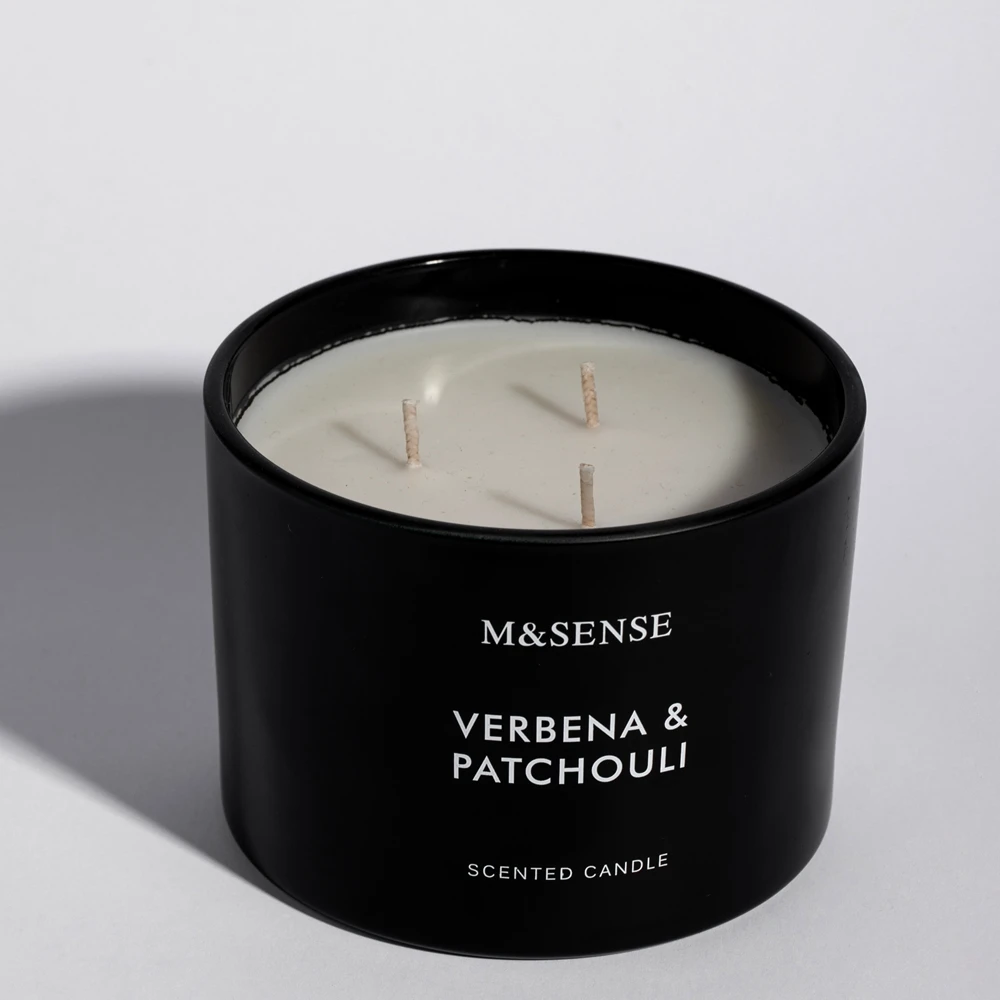 Wholesale Black Pillar Glass Jar Multi Wick Art Scented Soy Wax Candle