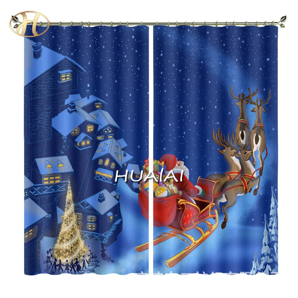WHOLESALE CHRISTMAS DIGITAL PRINTED DESIGN BLACKOUT WINDOW CURTAINS FOR LIVING ROOM BEDROOM DECORATION
