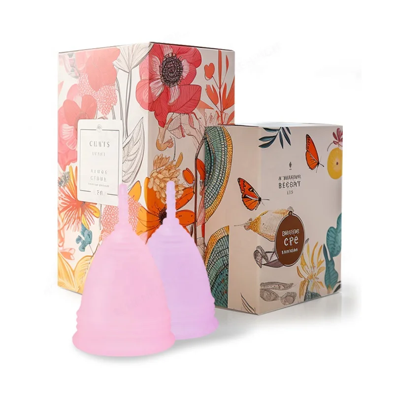 Eco-friendly female genital organ for steam softest loon feminy menstrual cup steriliser silicone cups large storage