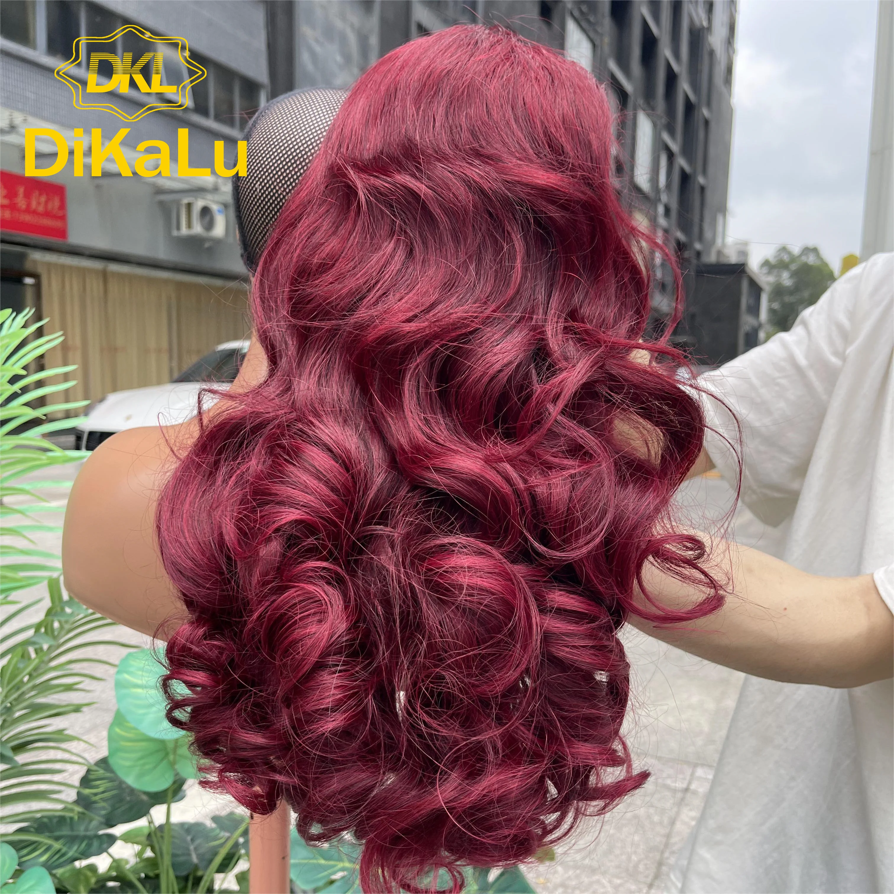 Wholesale 99J Burgundy Colored Wig Transparent Lace Front Curly Human Hair Wigs,100% Virgin Hair Rose Wavy Wigs For Black Women