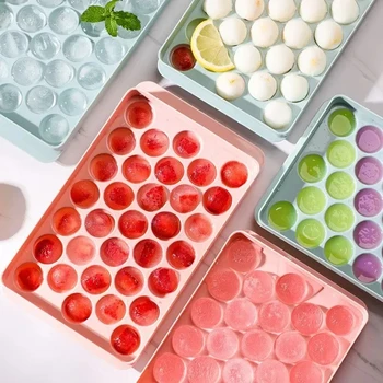 SYW111 OEM Round Ball Ice Tray Plastic Ice Cube Mold Refrigerator Circle Ice Ball Mold With Lid And Bin