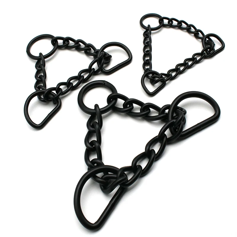 Wholesale Strong Heavy D Ring Martingale Choke Chain Dog Collar - Matte Black Plated