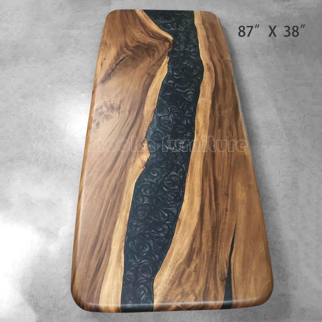 Готовый к работе современный дизайн речной обеденный стол с живым краем эпоксидный