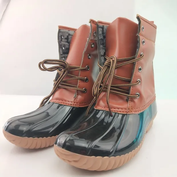 Free Shipping High Quality Plush Martin Boots Warm Fur Ankle Zipper Duck Rain Boot Waterproof Non Slip Shoes Duck Hunting Boots