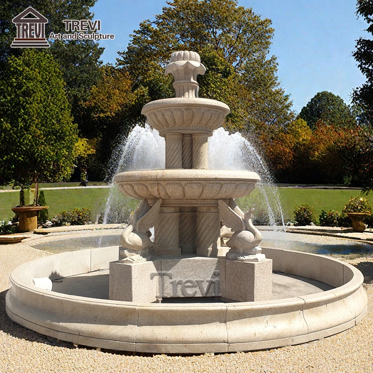 Large Outdoor Decoration Natural Stone Marble Swan Statue Garden Fountain for Sale