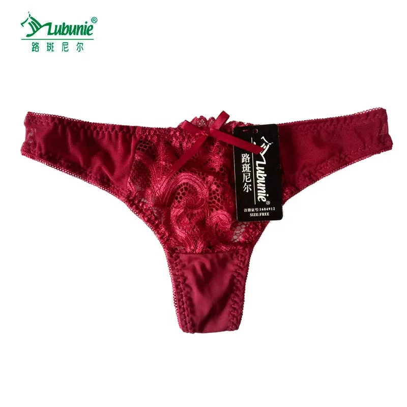 LUBUNIE Cheap good quality women sexy lace g-string transparent panties