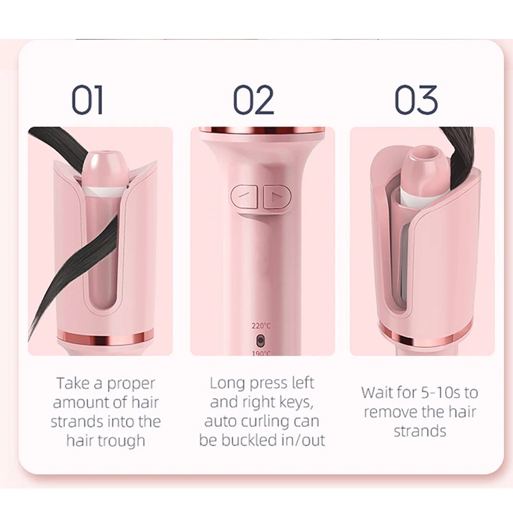 Customized Logo Professional Mini Portable Big Wave Smart Rotating Automatic Hair Curler Curling Iron