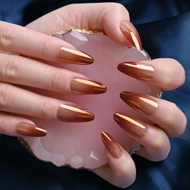 Private Label Luxury Press On Nail Artificial Fingernails In Stock French Coffin False Nails
