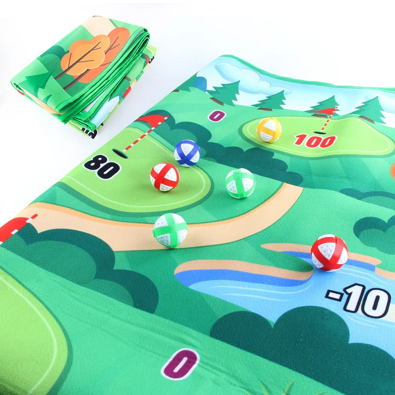 Newest Custom Pattern Kids Golf training Chipping Mat Toy Set With Multiple parts