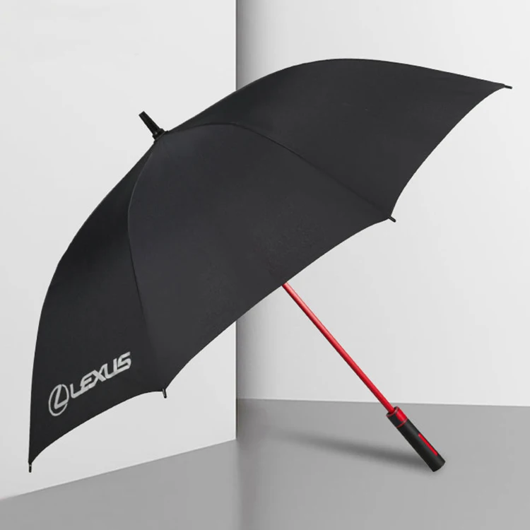 High Quality Personalize Extra Long Gel Handle 27 Inch Fiberglass Straight Luxury Golf Umbrella Windproof Large