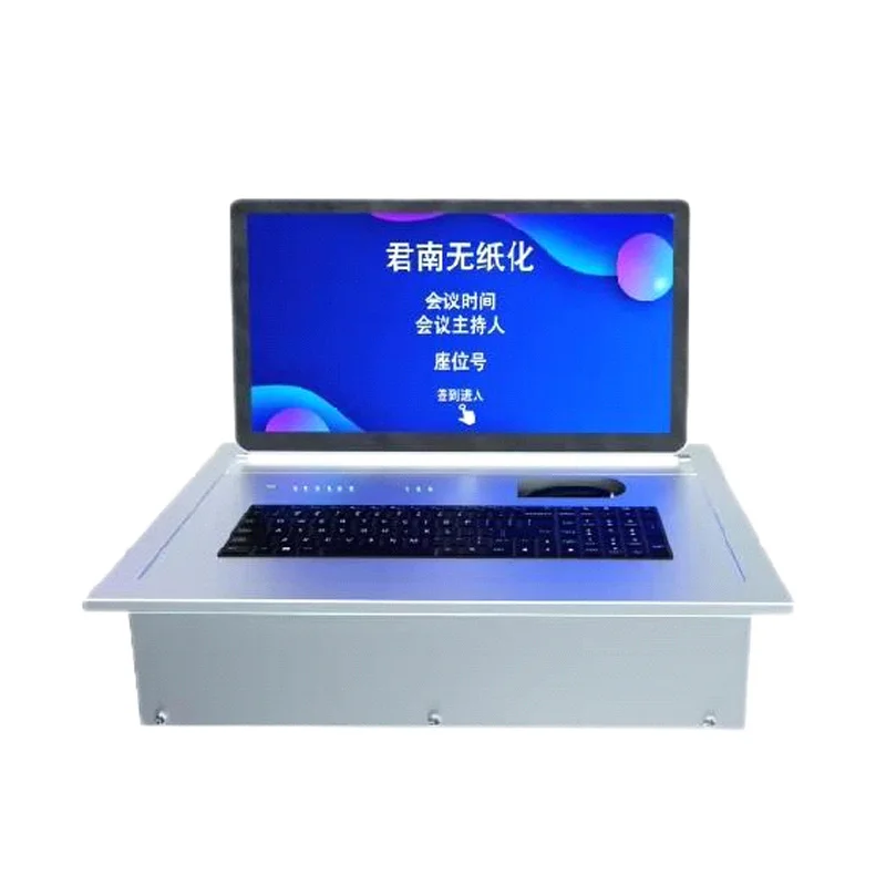Remote control desk motorized flip up computer lcd monitor lift for  paperless office system Desktop paperless meetings