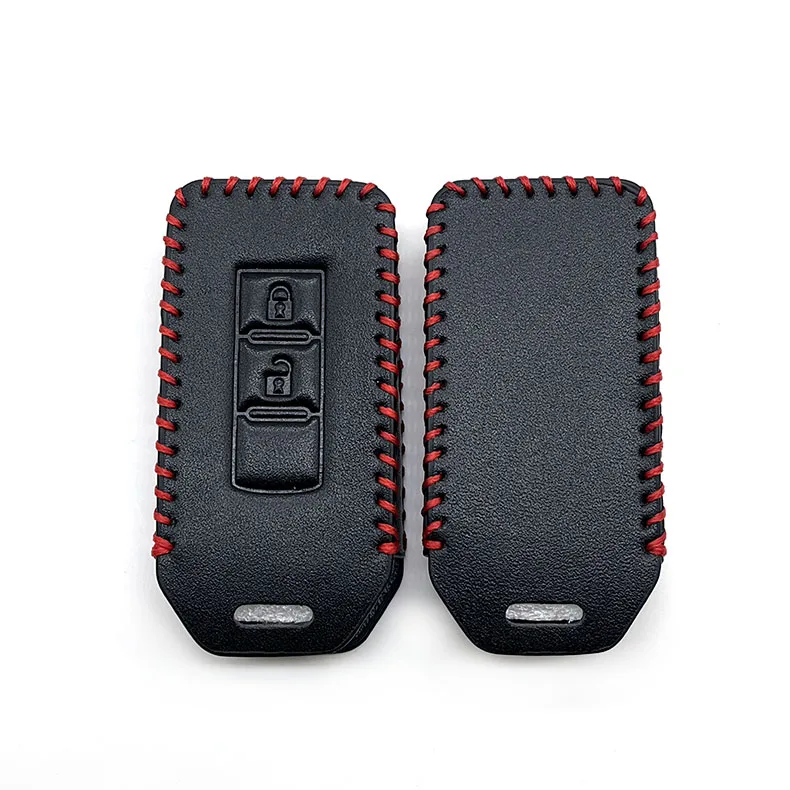 Leather Car Key Case For Mitsubishi Outlander Lancer 10 Pajero Sport L200 ASX RVR Smart Remote Fobs Protector Cover Keychain Bag