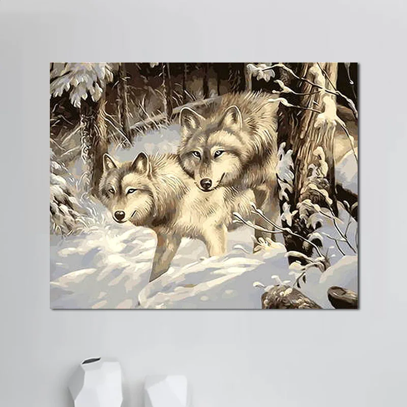 Завод Картина маслом Diy живопись по номерам наборы волк для домашний декор искусство