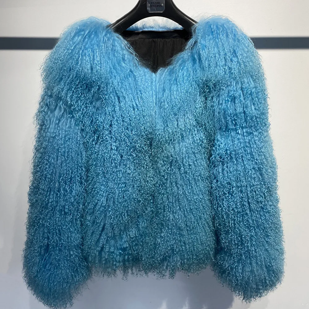 Classic Real Mongolian Fur Coat Ladies Short Genuine Lamb Wool Fur Jacket For Women Sheep Fur Overcoat