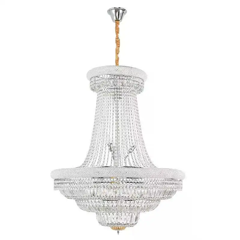 Factory livning room Decoration Golden Crystal pendant lamp shade hotel luxury hanging chrom chandelier