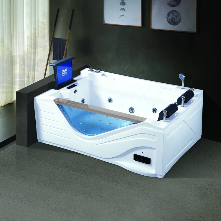 cheap acrylic square freestanding bathtub air jet bubble hydro 2 person massage bathtub