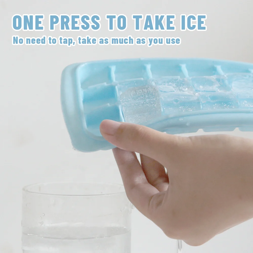 GLOWAY Premium BPA Free Easy Release Flexible Ice Cube Maker Non-Stick Stackable Silicone Ice Cube Tray Mold With Plastic Lid