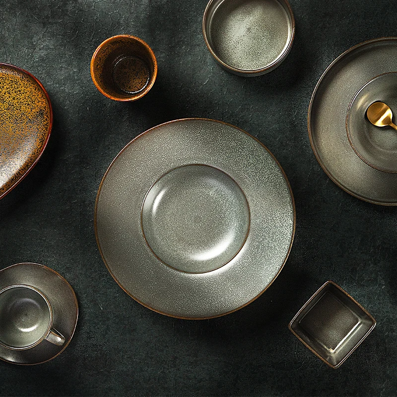 Two Eight Nordic Style Marble Plate Pasta Plate Ceramic Custom Black Plates Sets Dinnerware Modern For Restaurant