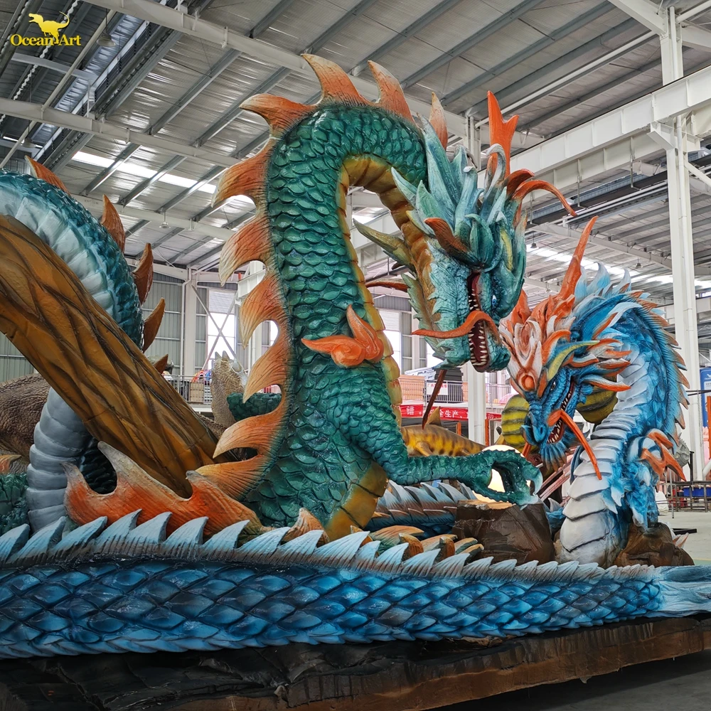 Artificial life size animatronic dragon model for theme park