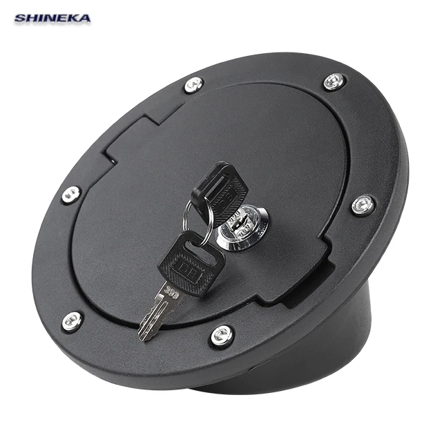 Aluminium Locking Car Fuel Gas Tank Cap Door Cover With 2 Keys Accessories For Jeep Wrangler JK JKU 07-18+