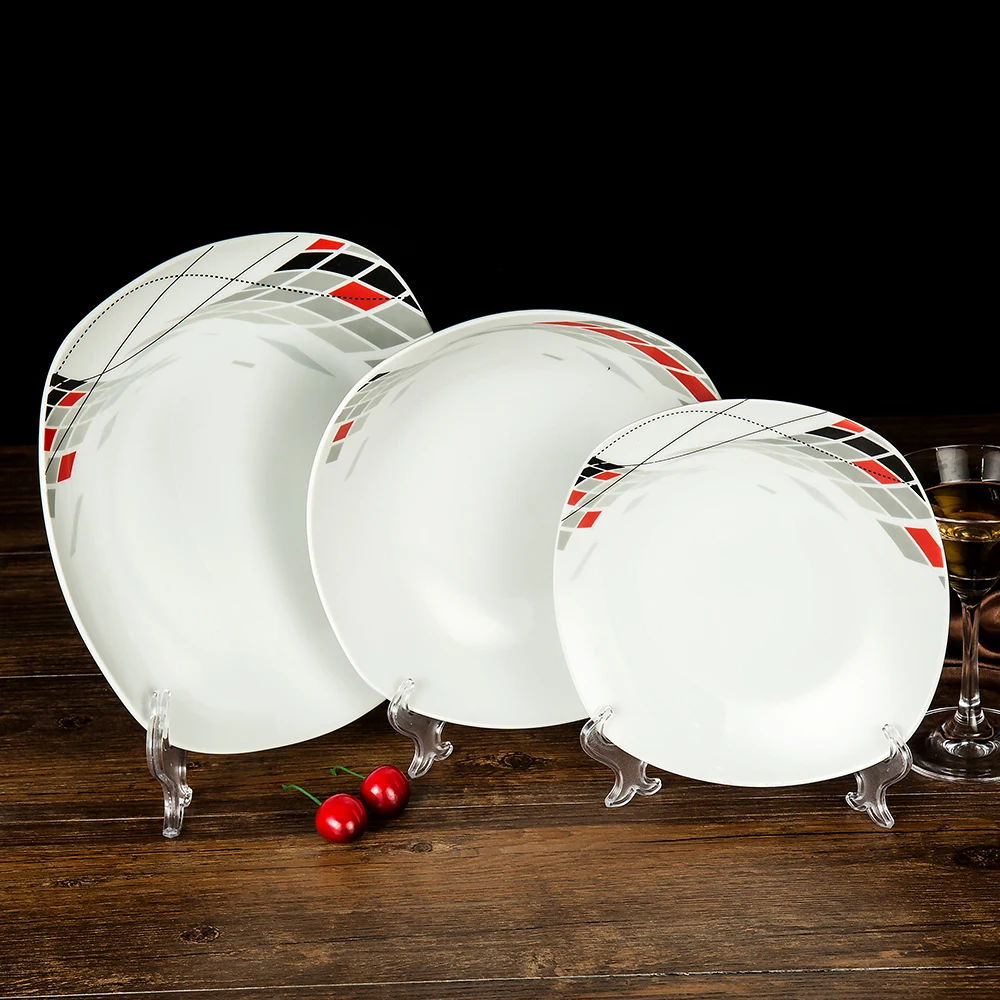 Factory Wholesale Square Ceramic Dinnerware Set Modern Design Dish Set Household Porcelain Tableware