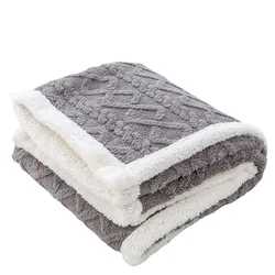 Factory Direct 3D CustomSherpa Jacquard Blanket White Sherpa Edge Blanket Wave Pattern Banket Fast Shipping Low Moq