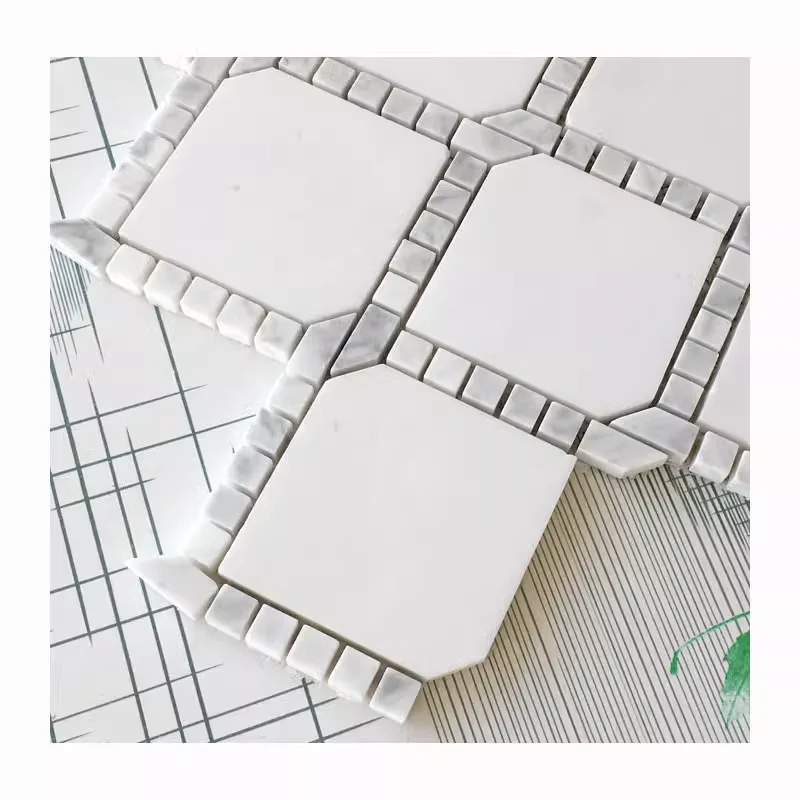 Solid white marble mosaic tile art design classic wall tile decor kitchen backsplash interior wall cladding  square parquet