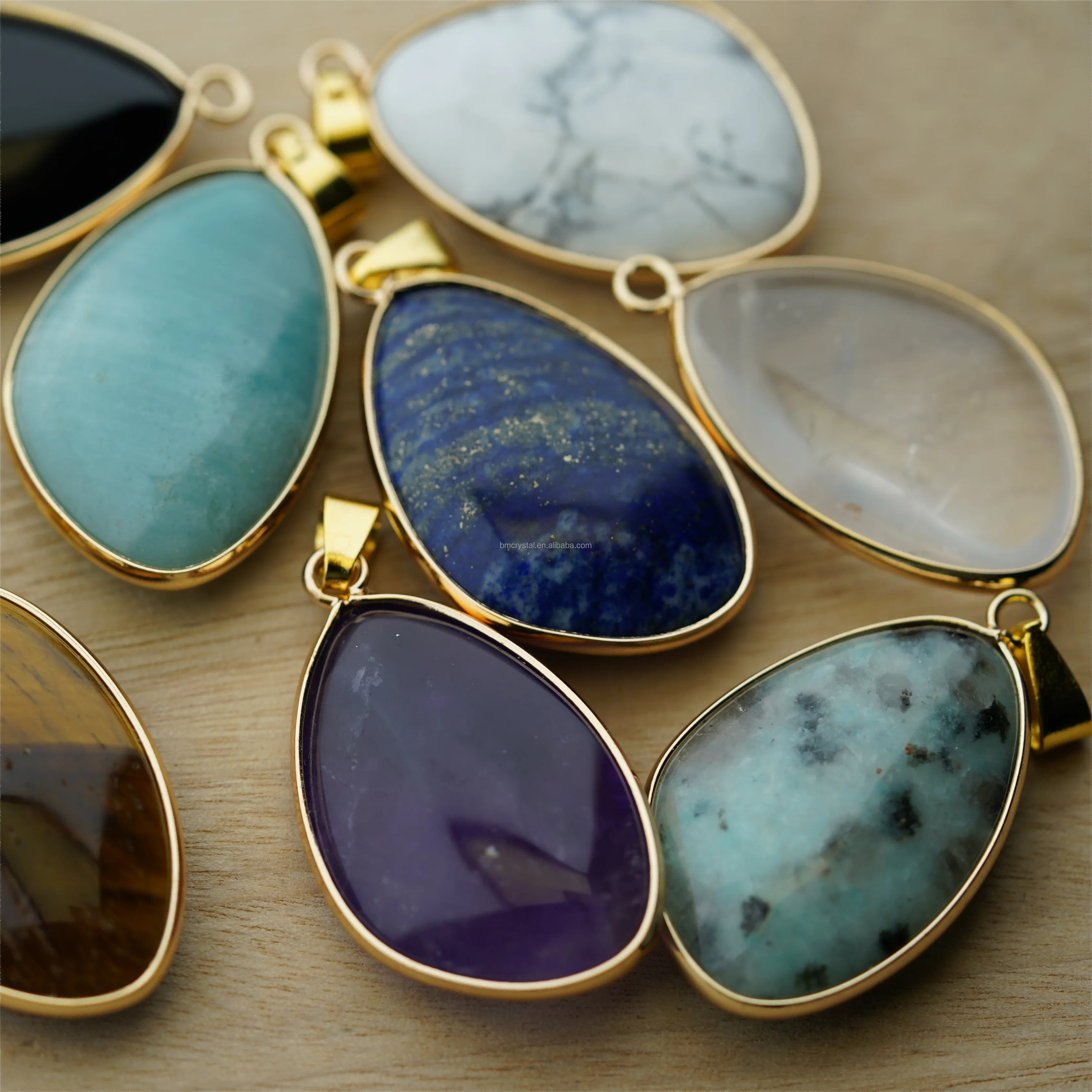 35mm Hot Sale Mixed Crystal Golden Trim Pendant Silver Trim Crystal Pendant