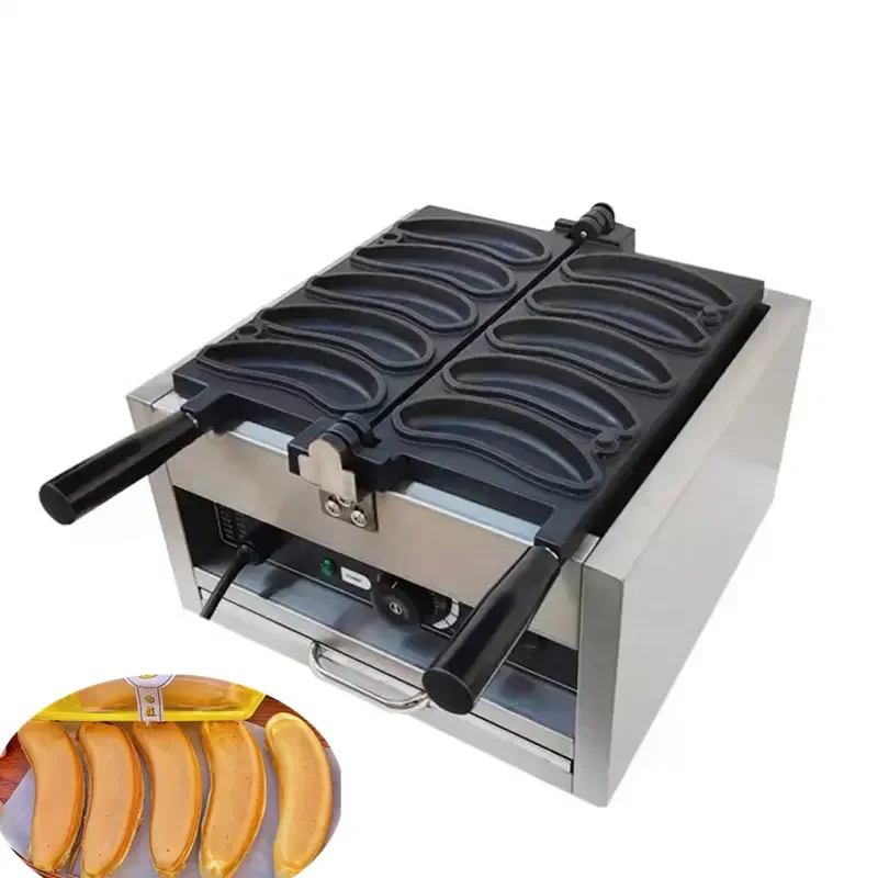 2023 New Smile Banana Shape Waffle Maker Commercial Stuffed Waffle Maker Waffle Stick Machine for Restaurant Beach Party