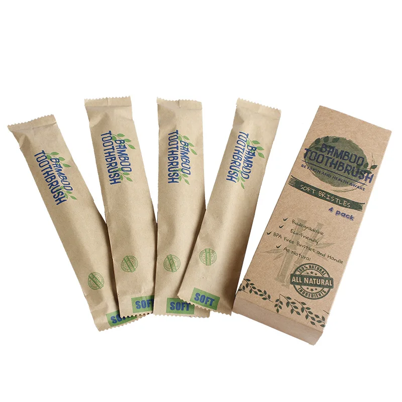 Factory Eco-Friendly Travel portable natural bamboo toothbrush 100% Biodegradable Bamboo Bristle Toothbrush Carbon