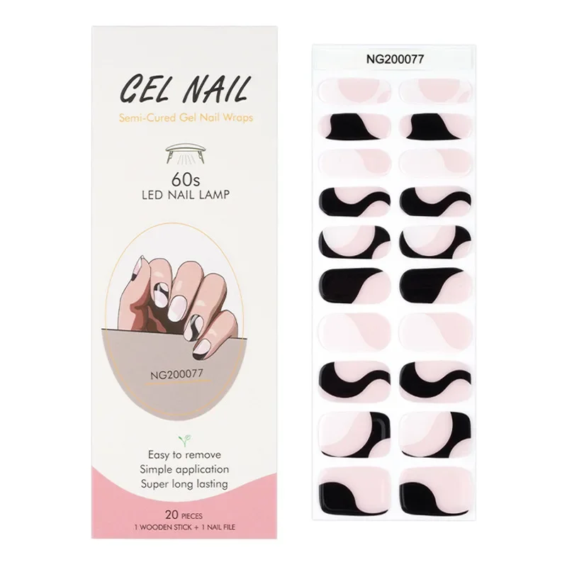 High quality uv gel nail stickers uv led wholesale semi cured gel nail sticker uv lamp gel nail wrap