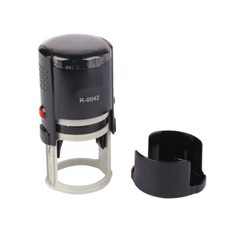 Free sample Factory directly sell custom logo round 42mm office used self inking rubber laser stamp.