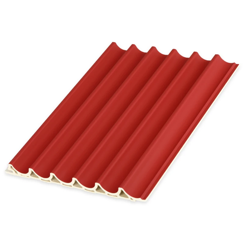 Wave Design inner arc Fluted WPC Wall Panel PVC profiled corrugated Boards Indoor Wall Coated cladding sheets