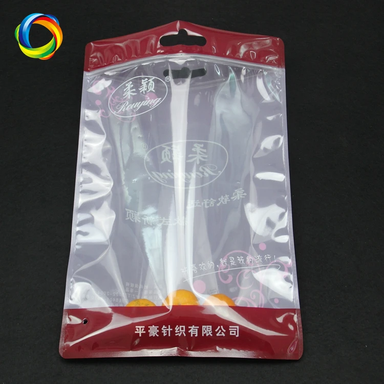 Customized Printing Water Proof Plastic Stand Up Socks Clothing Ziplock Zi[p Lock Bag With Clear Window