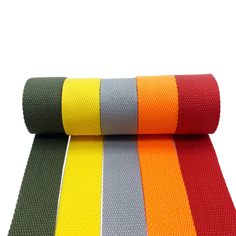 Wholesale colorful polyester cotton webbing 2cm 2.5cm 32mm 3.8cm 5cm solid color canvas webbing for bag strap