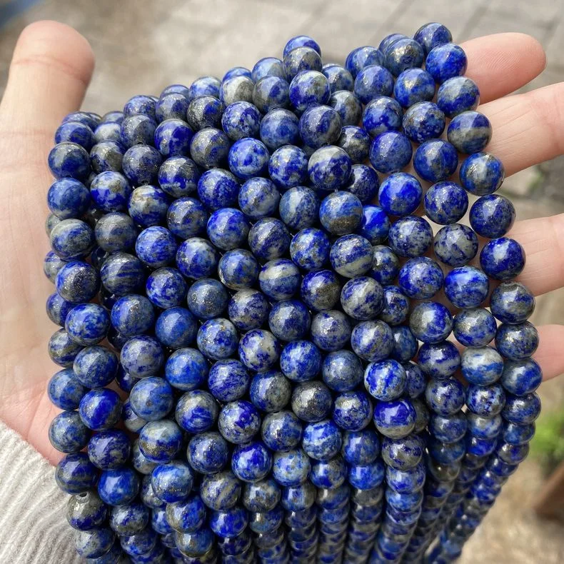 Bestone High Quality 8mm Round Natural Stone Bead Healing  Loose Gemstone Round Lapis Beads For Jewelry Making