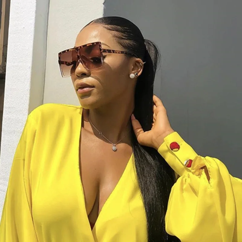 
2020 Oversized Women Vintage Square Big Frames Sunglasses Shades Female Luxury Gradient Sun Glass Multicolor Eyewear 