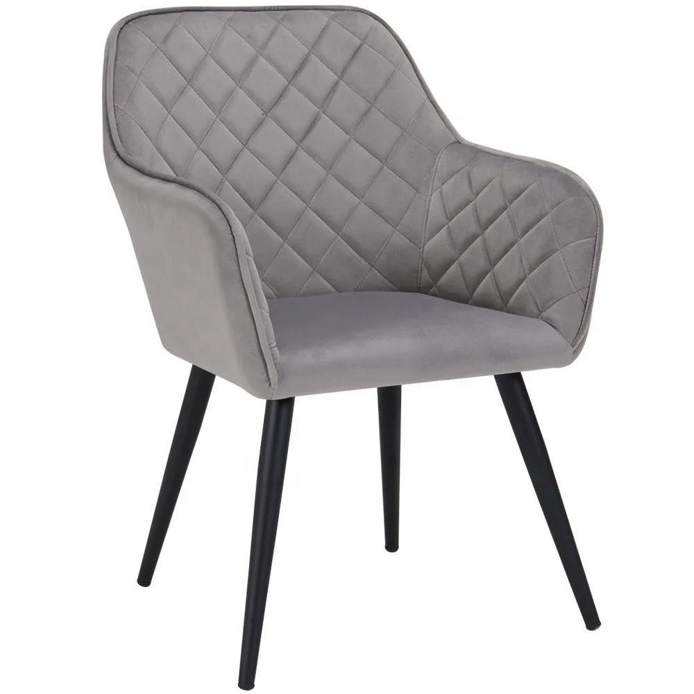 Modern design Velvet Fabric Powder Coated Legs Comfortable nordic dining chair for Dining Room